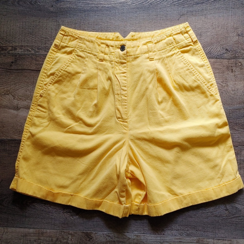 Vtg Women's Mom Chino The Limited Yellow Shorts High Waisted Pleated Cotton Sz10